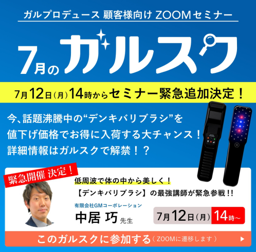 ガルスク緊急追加!!ZOOMセミナー】デンキバリブラシ - 株式会社ガル